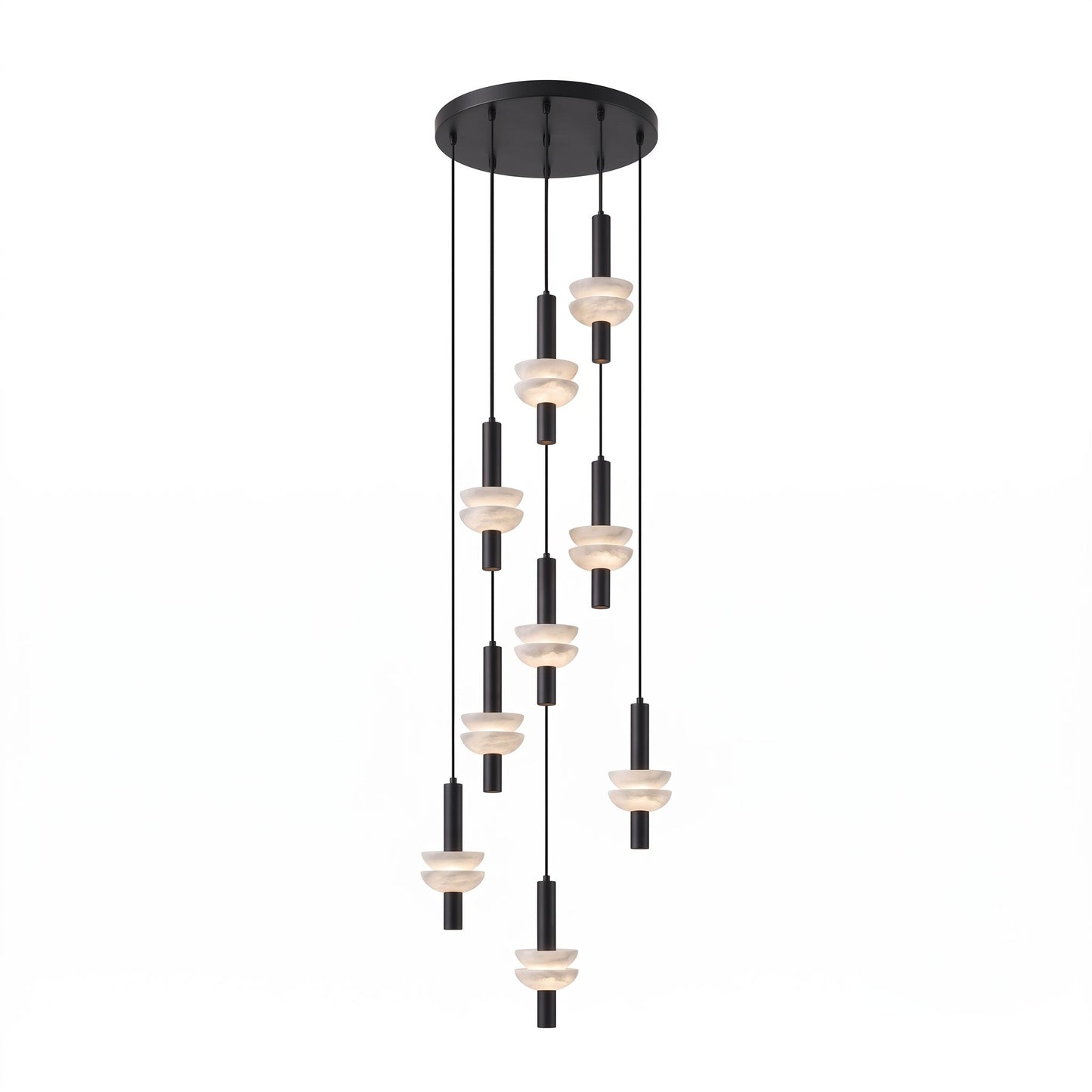 Column Pendant Light for Kitchen Island & Dining – Alabaster Cylinder Ceiling Light, Warm Dimmable Modern Bar & Foyer Pendant