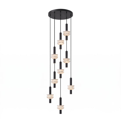 Column Pendant Light for Kitchen Island & Dining – Alabaster Cylinder Ceiling Light, Warm Dimmable Modern Bar & Foyer Pendant