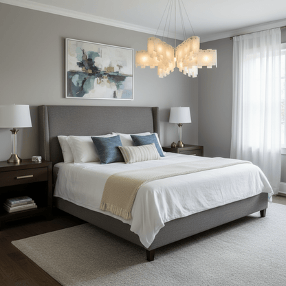 Tiered Staircase Chandelier for Foyer & Stairwell – Brass Alabaster Cascade Pendant, Large Modern High-Ceiling Chandelier