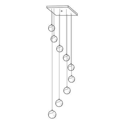 Ball Cluster Chandelier for Staircase & Foyer – Alabaster Multi-Head Pendant, Modern Black & White High-Ceiling Ceiling Light