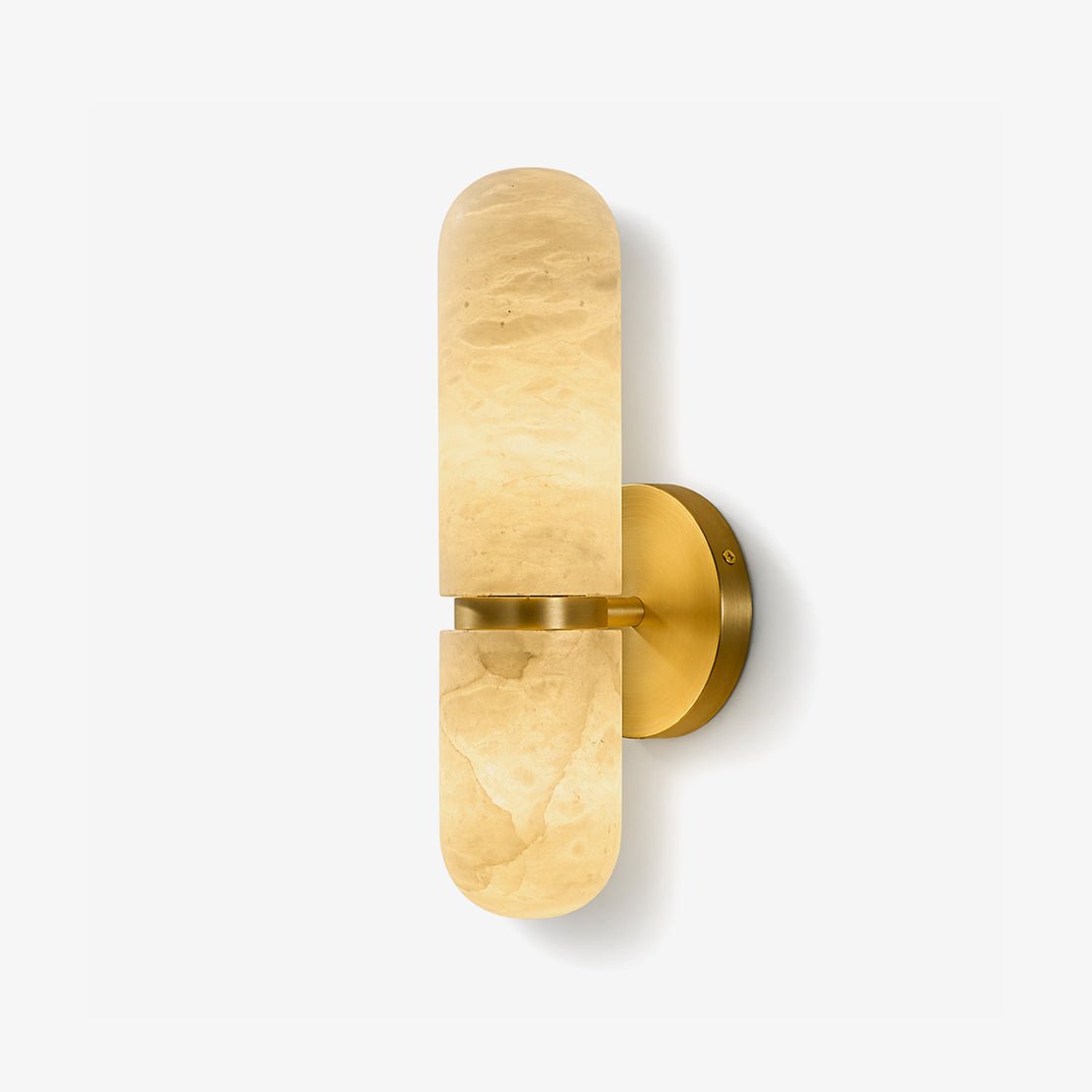 Capsule Wall Sconce for Bedroom & Living Room – Brass Alabaster Bedside Wall Light, Warm Dimmable Hallway & Entryway Reading Sconce