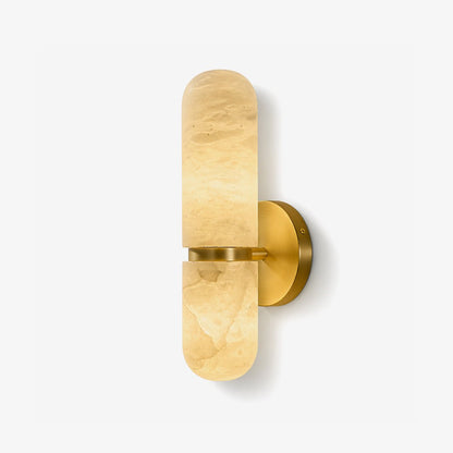 Capsule Wall Sconce for Bedroom & Living Room – Brass Alabaster Bedside Wall Light, Warm Dimmable Hallway & Entryway Reading Sconce