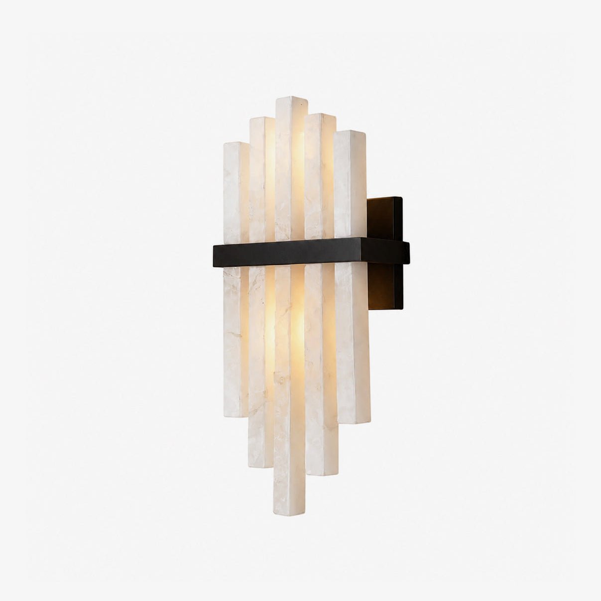 Cascade Wall Sconce for Staircase & Bedside – Black & White Alabaster Wall Light, Modern Warm Hallway & Bedroom Wall Lamp