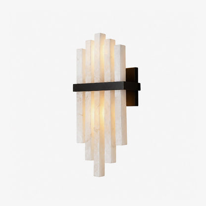 Cascade Wall Sconce for Staircase & Bedside – Black & White Alabaster Wall Light, Modern Warm Hallway & Bedroom Wall Lamp