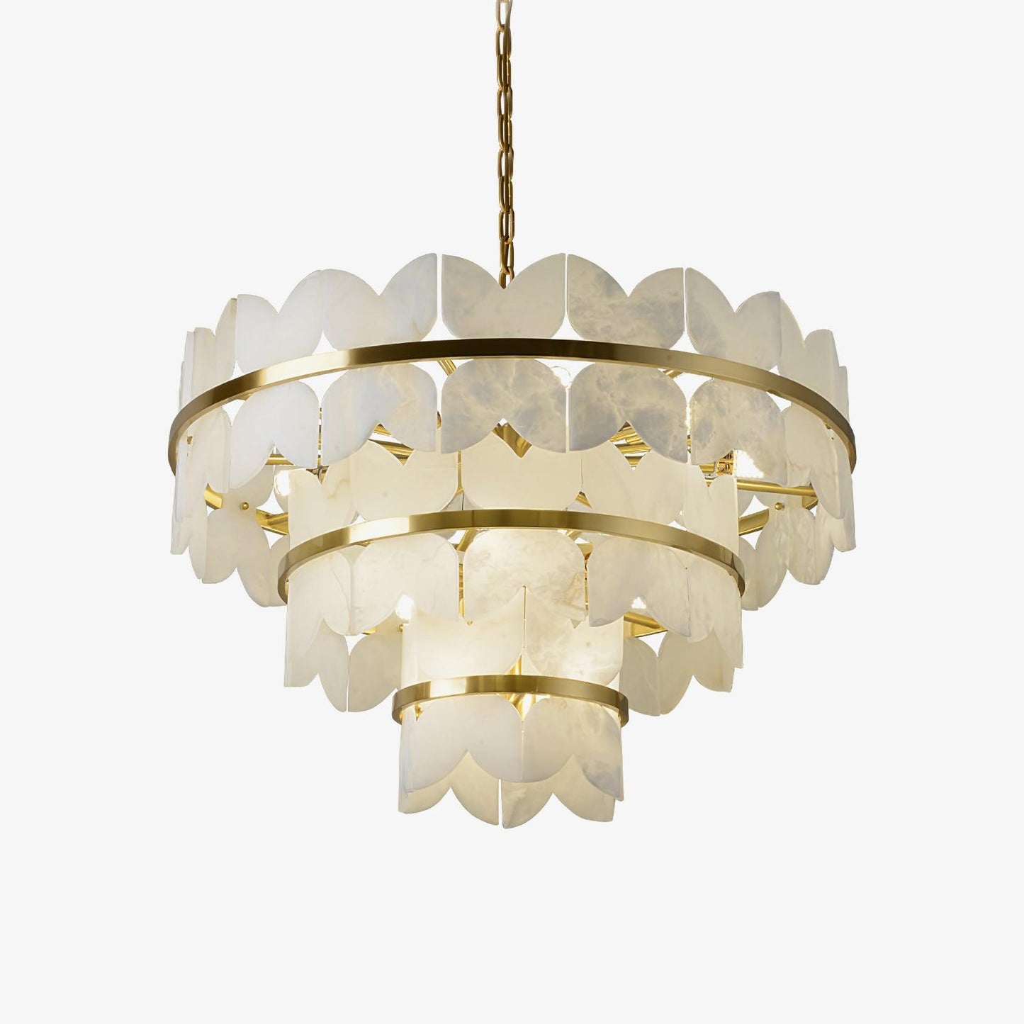 Gold Cloud Chandelier for Dining & Living Room – Tiered Alabaster Ceiling Light, Modern Warm White Foyer Statement Chandelier
