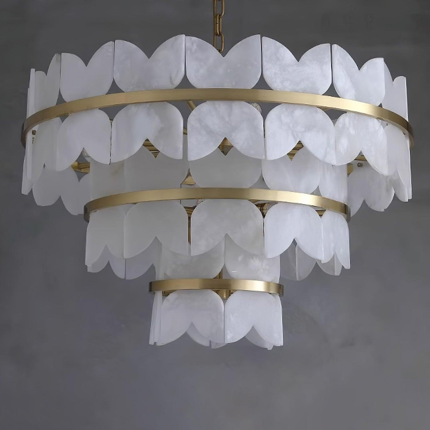 Gold Cloud Chandelier for Dining & Living Room – Tiered Alabaster Ceiling Light, Modern Warm White Foyer Statement Chandelier