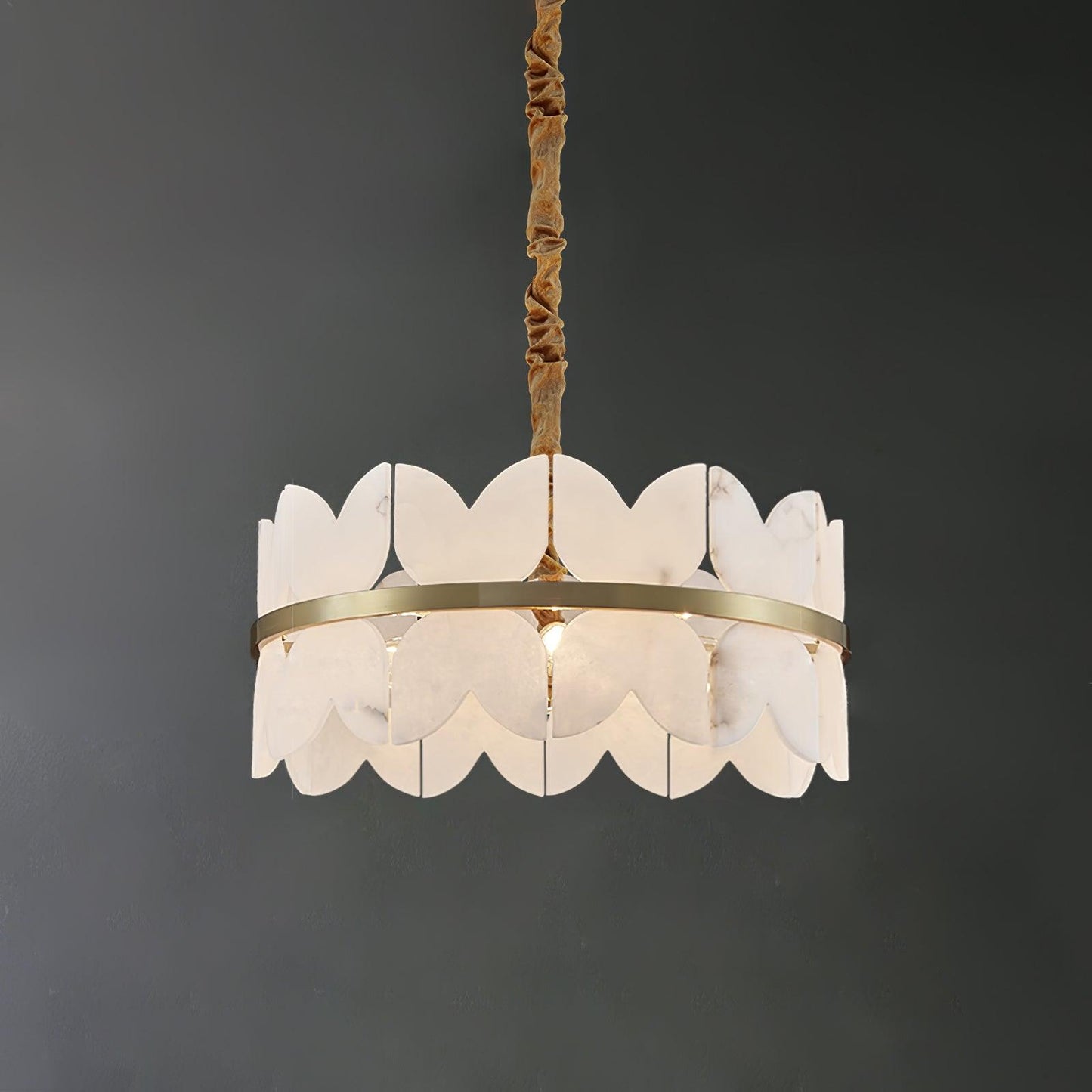 Gold Cloud Chandelier for Dining & Living Room – Tiered Alabaster Ceiling Light, Modern Warm White Foyer Statement Chandelier