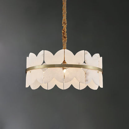 Gold Cloud Chandelier for Dining & Living Room – Tiered Alabaster Ceiling Light, Modern Warm White Foyer Statement Chandelier