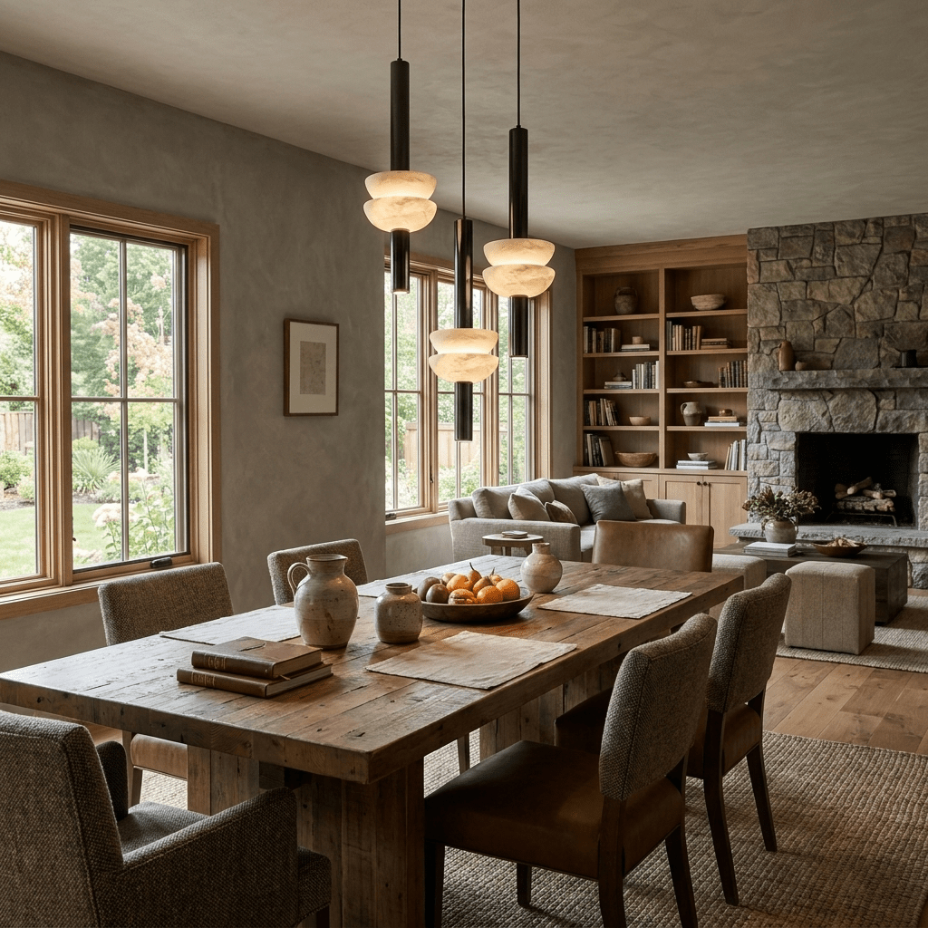 Column Pendant Light for Kitchen Island & Dining – Alabaster Cylinder Ceiling Light, Warm Dimmable Modern Bar & Foyer Pendant