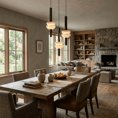 Column Pendant Light for Kitchen Island & Dining – Alabaster Cylinder Ceiling Light, Warm Dimmable Modern Bar & Foyer Pendant