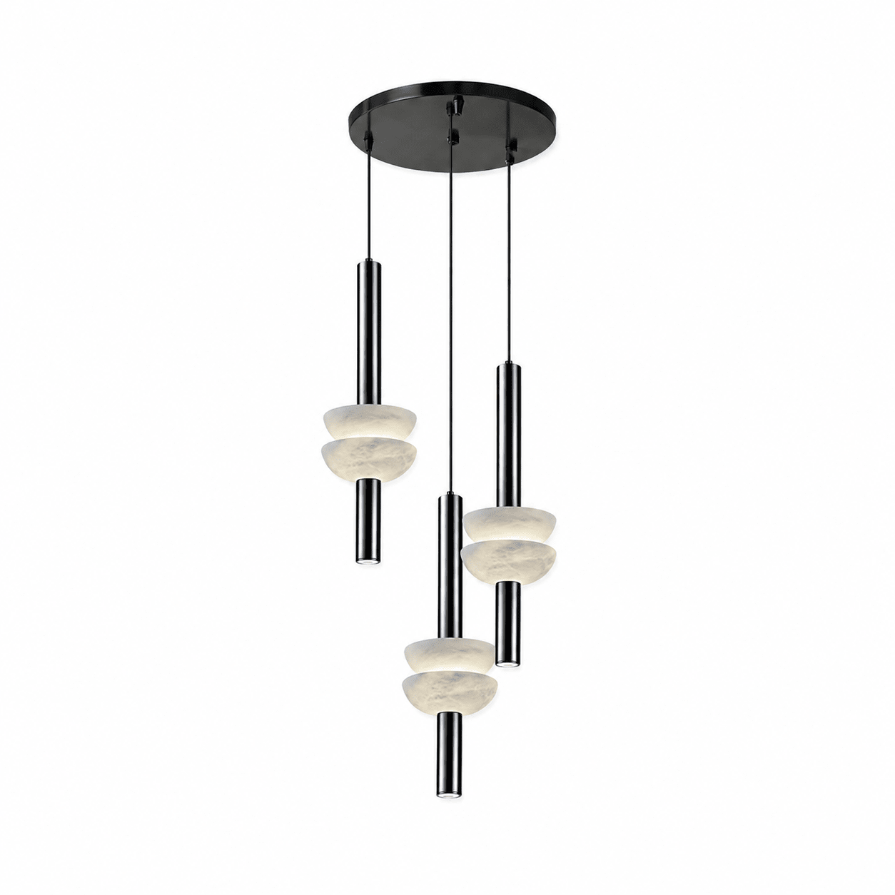 Column Pendant Light for Kitchen Island & Dining – Alabaster Cylinder Ceiling Light, Warm Dimmable Modern Bar & Foyer Pendant