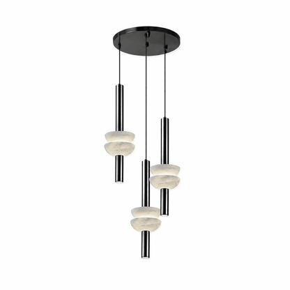 Column Pendant Light for Kitchen Island & Dining – Alabaster Cylinder Ceiling Light, Warm Dimmable Modern Bar & Foyer Pendant