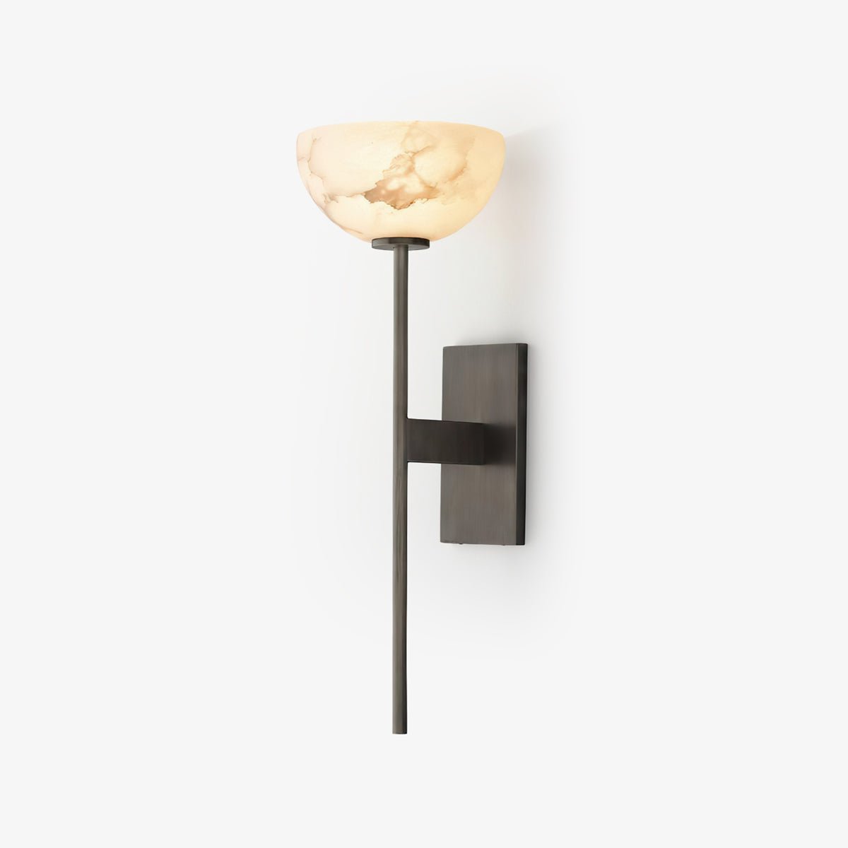 Cup Wall Sconce for Bedside & Hallway – Gold Alabaster Wall Light, Warm Modern Bedroom, Living Room & Entryway Wall Lamp