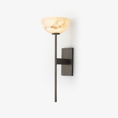 Cup Wall Sconce for Bedside & Hallway – Gold Alabaster Wall Light, Warm Modern Bedroom, Living Room & Entryway Wall Lamp