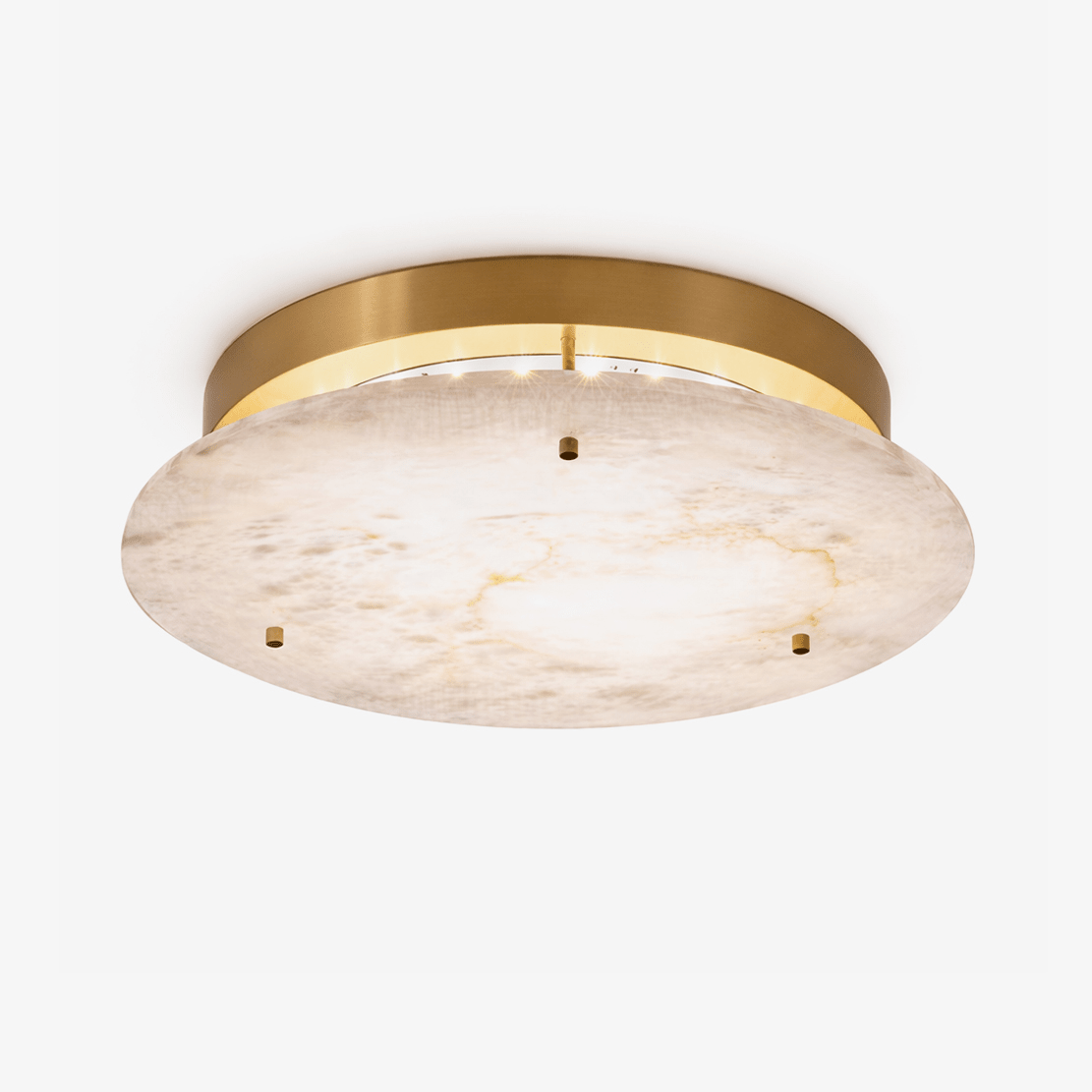 Disc Flush Mount Ceiling Light for Hallway & Bedroom – Gold Alabaster Low-Profile Light, Warm Dimmable Entryway & Kitchen Fixture