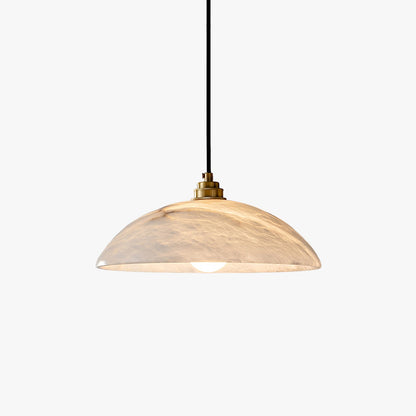 Brass Dome Pendant Light for Kitchen Island & Hallway – Alabaster Ceiling Light, Modern Warm White Dining & Entryway Pendant