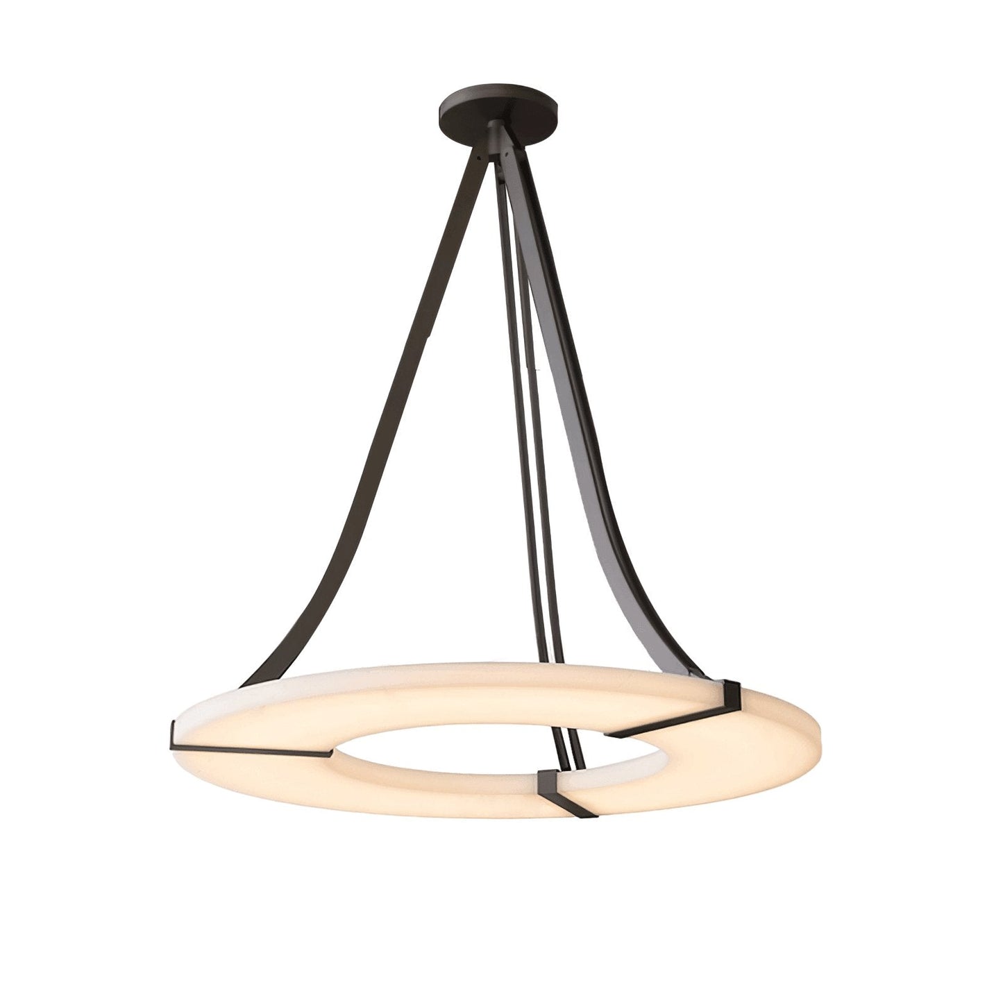 Halo Ring Pendant Light for Dining & Kitchen Island – Alabaster Statement Ceiling Light, Modern Warm White Living Room Chandelier