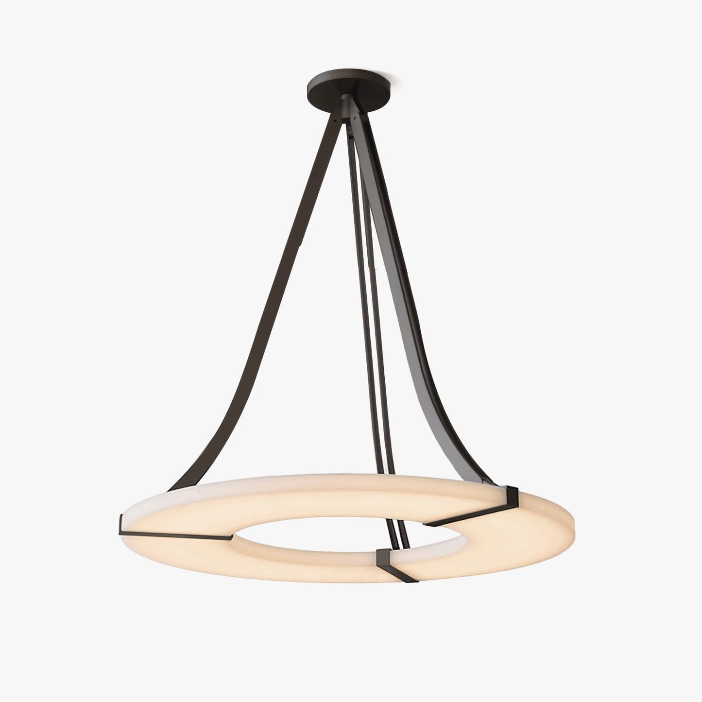 Halo Ring Pendant Light for Dining & Kitchen Island – Alabaster Statement Ceiling Light, Modern Warm White Living Room Chandelier