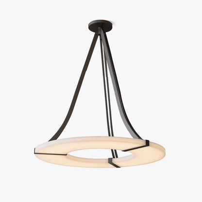 Halo Ring Pendant Light for Dining & Kitchen Island – Alabaster Statement Ceiling Light, Modern Warm White Living Room Chandelier