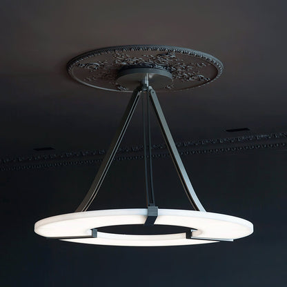 Halo Ring Pendant Light for Dining & Kitchen Island – Alabaster Statement Ceiling Light, Modern Warm White Living Room Chandelier