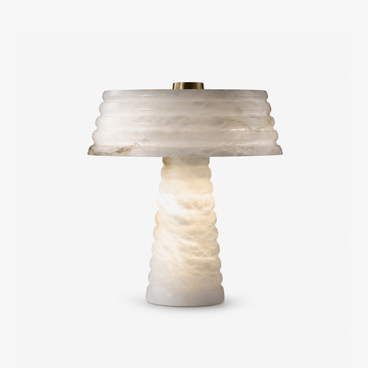 Layered Table Lamp for Bedside & Console – Slim Alabaster Accent Lamp, Modern Warm White & Gold Bedroom Desk & Shelf Light