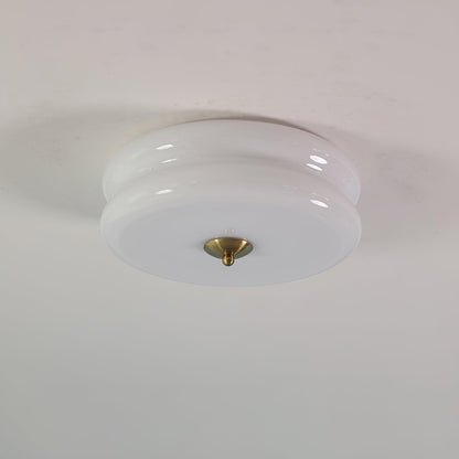 Art Deco Ceiling Light for Entryway & Dining Room – Vintage Patterned Glass Flush Mount, Gold & Chrome LED Hallway Ceiling Light