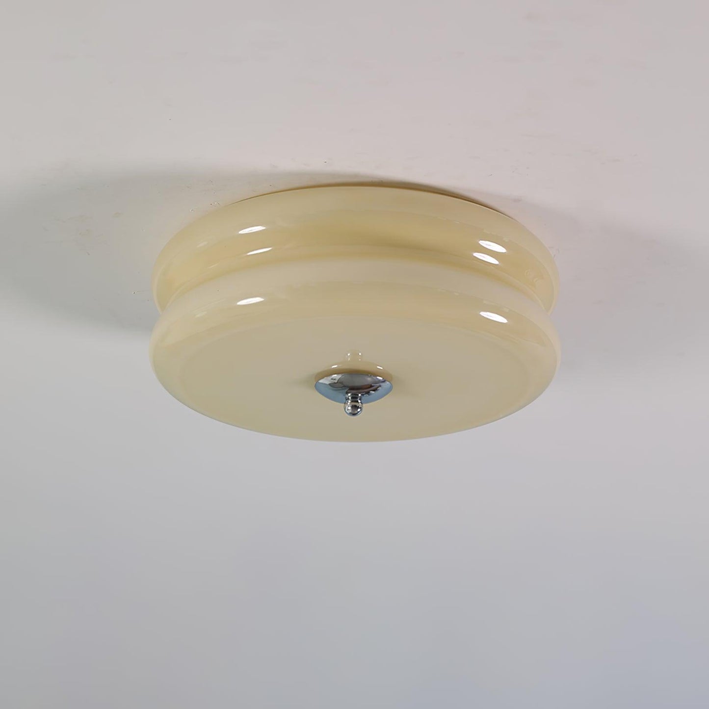 Art Deco Ceiling Light for Entryway & Dining Room – Vintage Patterned Glass Flush Mount, Gold & Chrome LED Hallway Ceiling Light