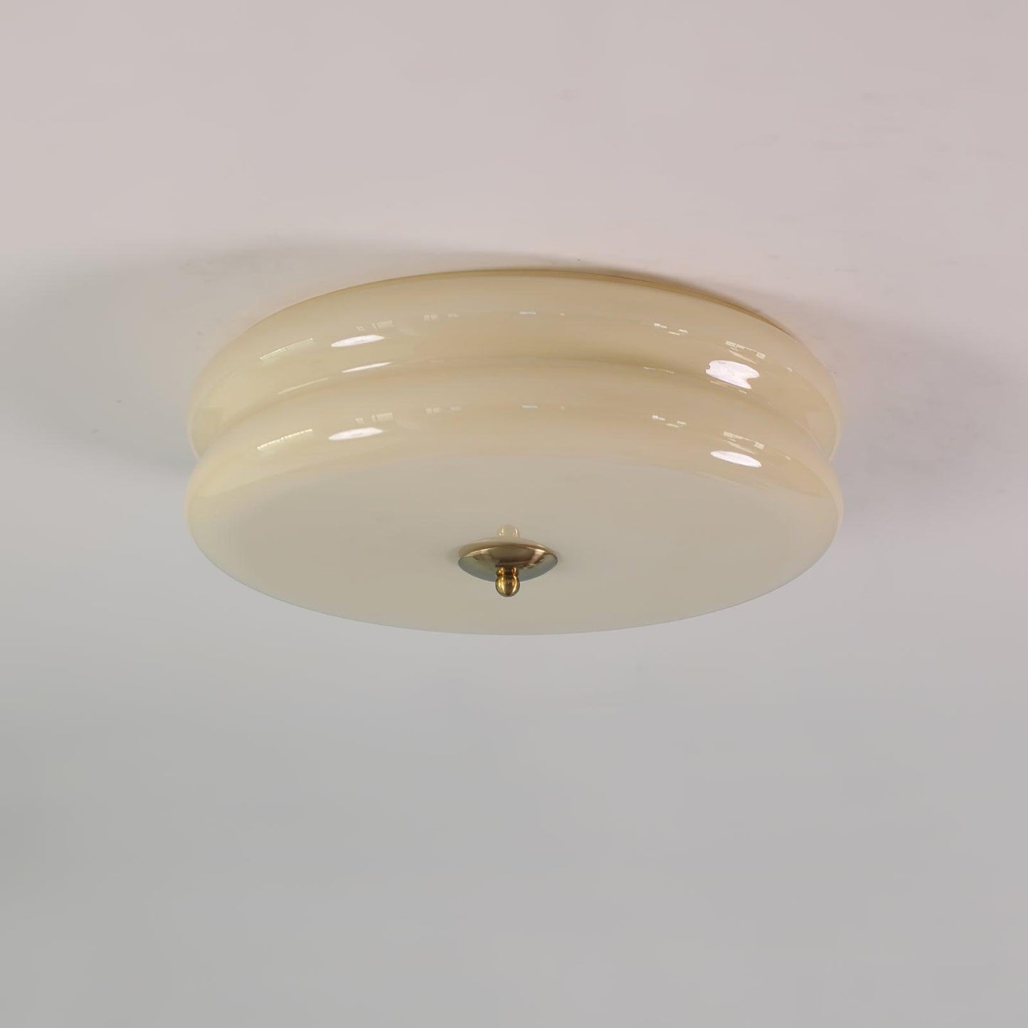 Art Deco Ceiling Light for Entryway & Dining Room – Vintage Patterned Glass Flush Mount, Gold & Chrome LED Hallway Ceiling Light