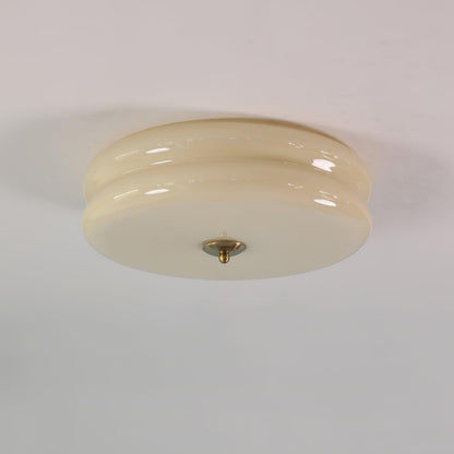 Art Deco Ceiling Light for Entryway & Dining Room – Vintage Patterned Glass Flush Mount, Gold & Chrome LED Hallway Ceiling Light