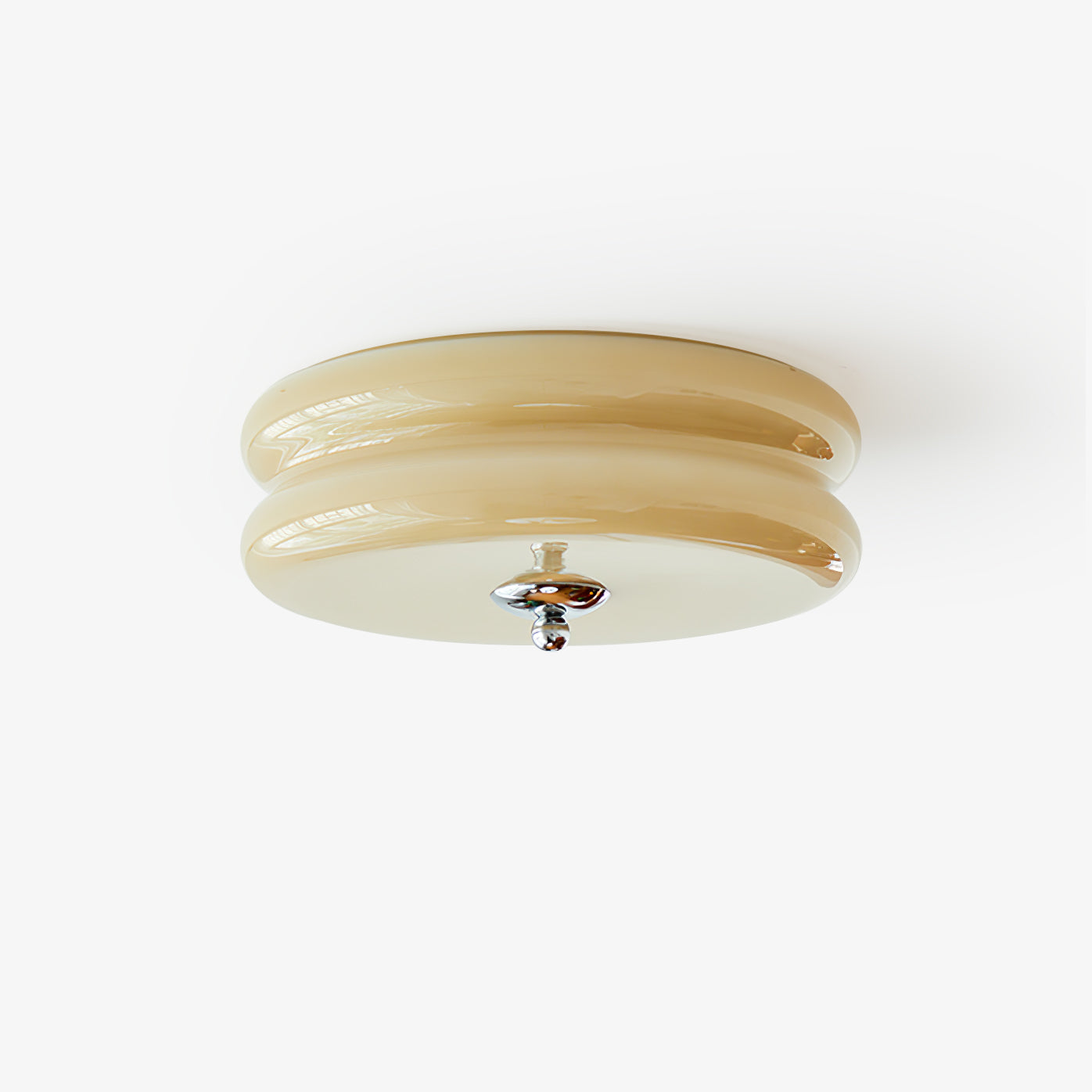 Art Deco Ceiling Light for Entryway & Dining Room – Vintage Patterned Glass Flush Mount, Gold & Chrome LED Hallway Ceiling Light