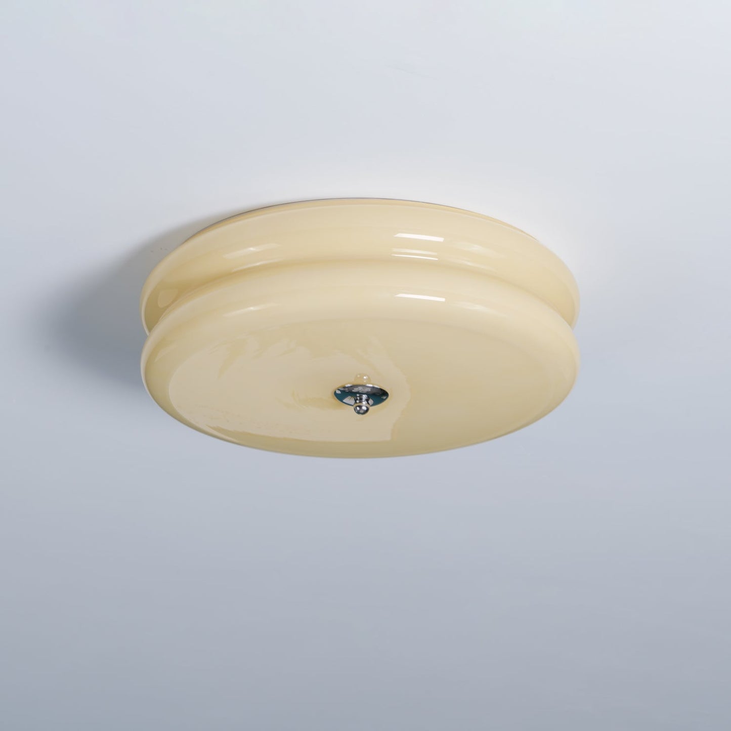 Art Deco Ceiling Light for Entryway & Dining Room – Vintage Patterned Glass Flush Mount, Gold & Chrome LED Hallway Ceiling Light
