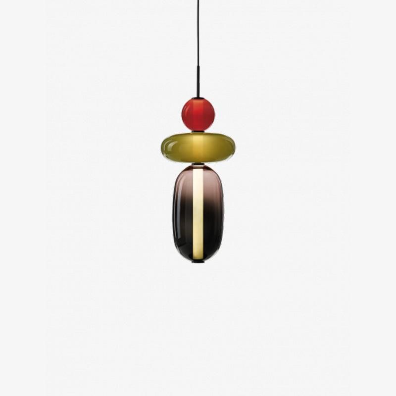 Glass Pendant Light for Kitchen Island & Dining Room – Tinted Jewel Shade LED Ceiling Light, Modern Living Room Hanging Pendant