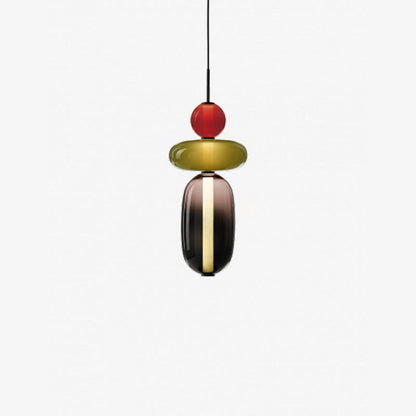 Glass Pendant Light for Kitchen Island & Dining Room – Tinted Jewel Shade LED Ceiling Light, Modern Living Room Hanging Pendant