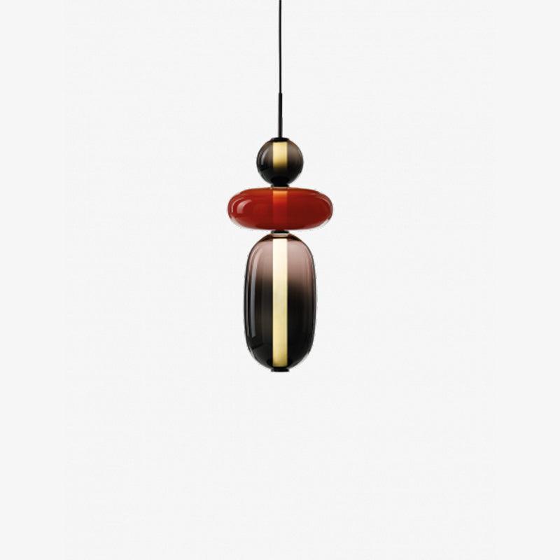 Glass Pendant Light for Kitchen Island & Dining Room – Tinted Jewel Shade LED Ceiling Light, Modern Living Room Hanging Pendant