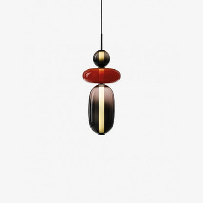 Glass Pendant Light for Kitchen Island & Dining Room – Tinted Jewel Shade LED Ceiling Light, Modern Living Room Hanging Pendant