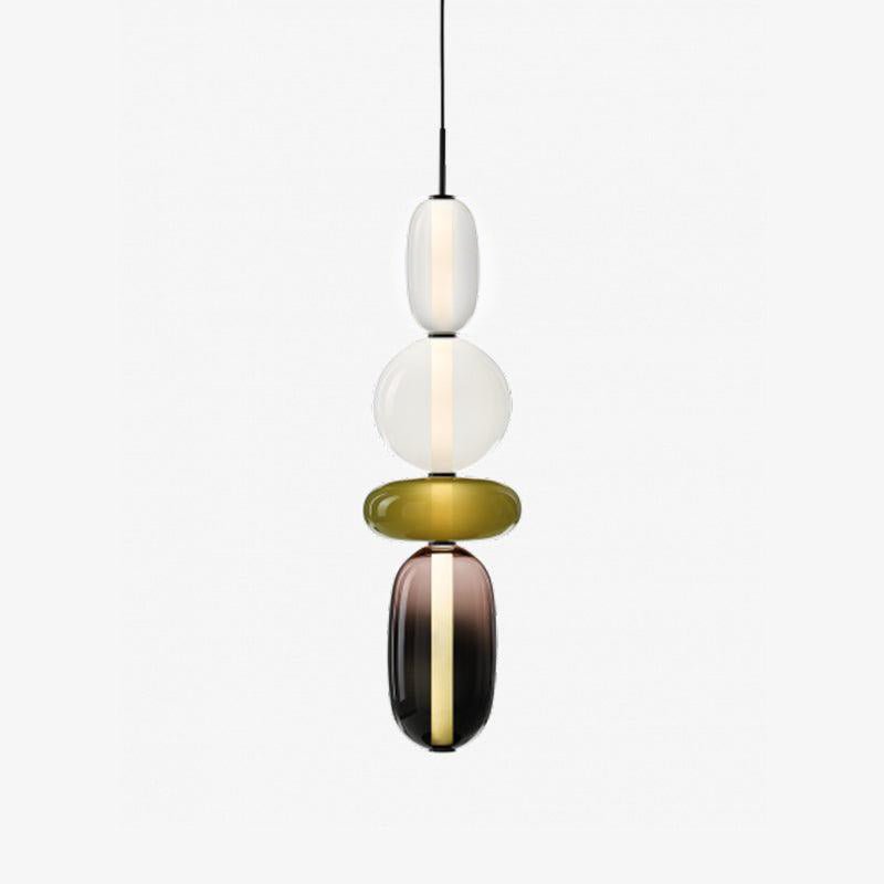 Glass Pendant Light for Kitchen Island & Dining Room – Tinted Jewel Shade LED Ceiling Light, Modern Living Room Hanging Pendant