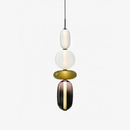 Glass Pendant Light for Kitchen Island & Dining Room – Tinted Jewel Shade LED Ceiling Light, Modern Living Room Hanging Pendant