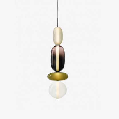 Glass Pendant Light for Kitchen Island & Dining Room – Tinted Jewel Shade LED Ceiling Light, Modern Living Room Hanging Pendant