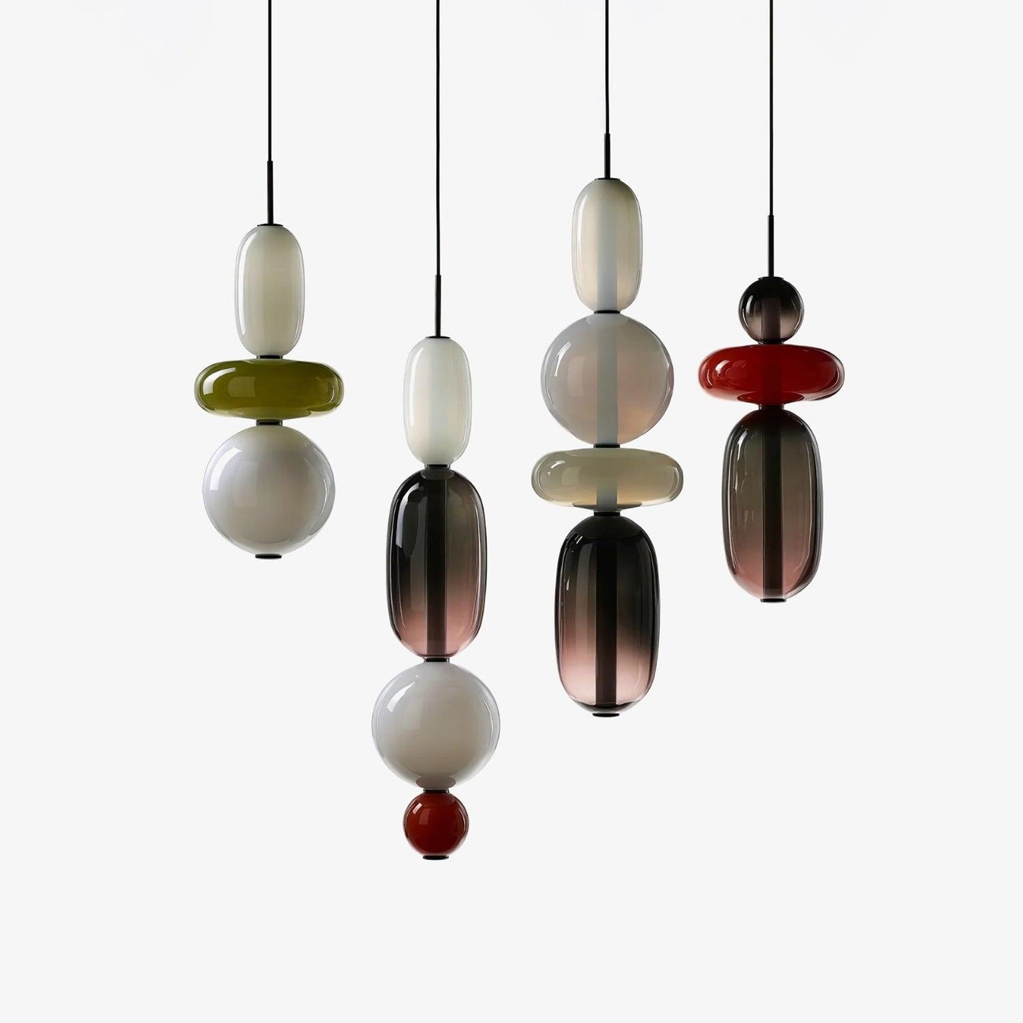 Glass Pendant Light for Kitchen Island & Dining Room – Tinted Jewel Shade LED Ceiling Light, Modern Living Room Hanging Pendant