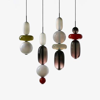 Glass Pendant Light for Kitchen Island & Dining Room – Tinted Jewel Shade LED Ceiling Light, Modern Living Room Hanging Pendant