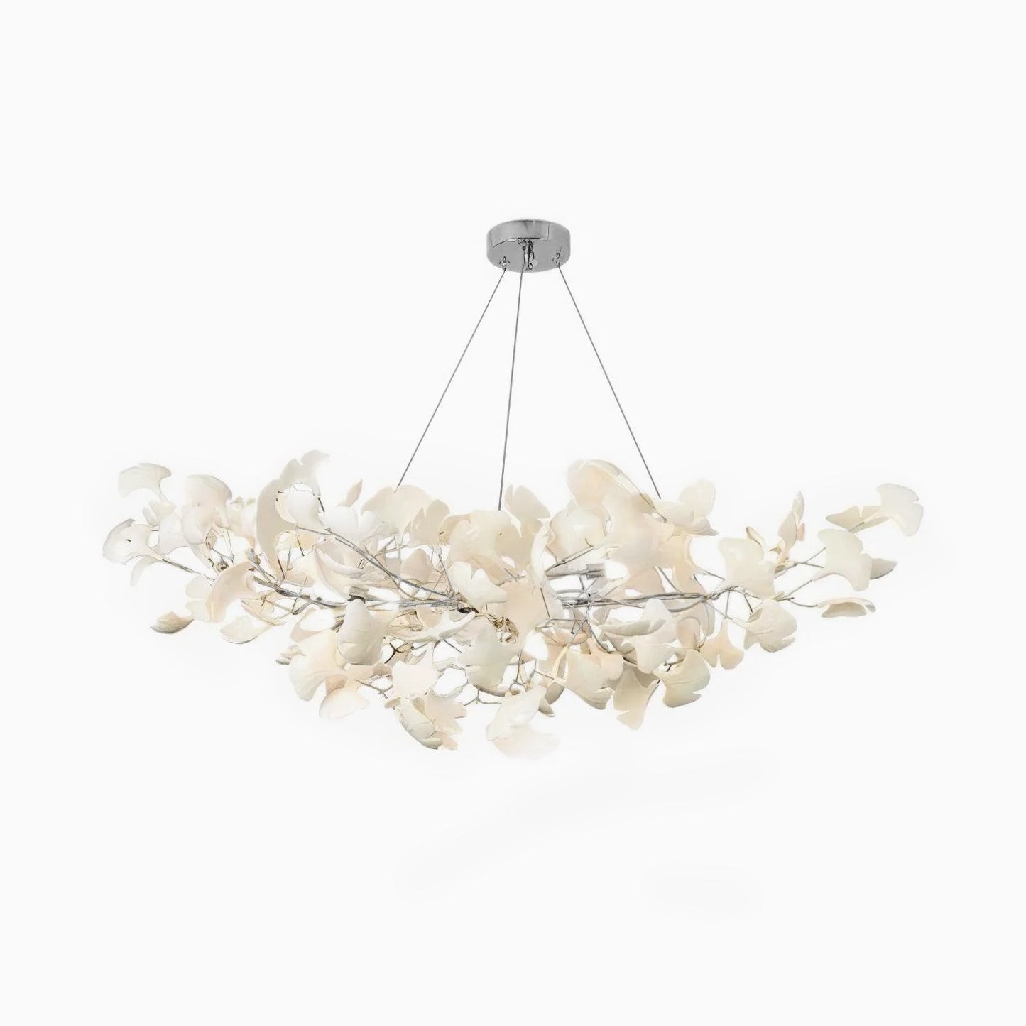 Ginkgo Leaf Chandelier for Dining Room & Living Room – Brass Sculptural LED Statement Chandelier, Modern Foyer & Stairwell Ceiling Light
