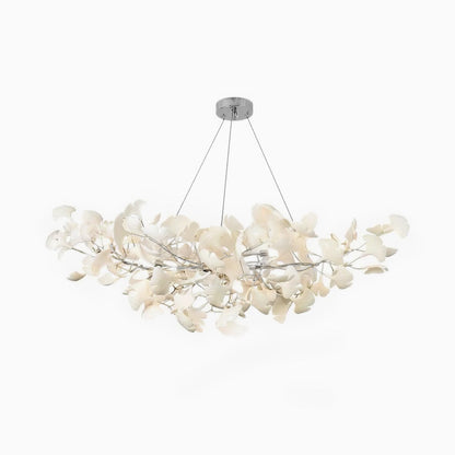 Ginkgo Leaf Chandelier for Dining Room & Living Room – Brass Sculptural LED Statement Chandelier, Modern Foyer & Stairwell Ceiling Light