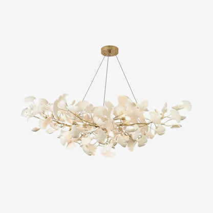 Ginkgo Leaf Chandelier for Dining Room & Living Room – Brass Sculptural LED Statement Chandelier, Modern Foyer & Stairwell Ceiling Light