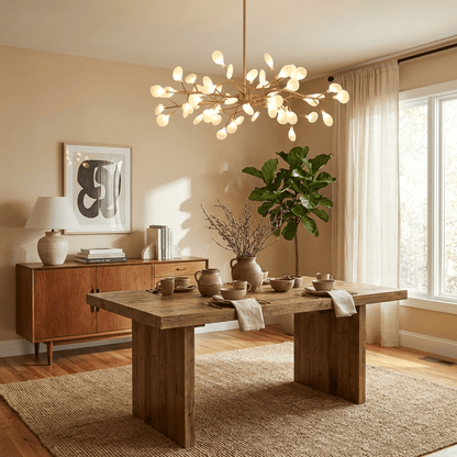 Sputnik Chandelier for Dining Room & Entryway – Mid-Century LED Starburst Ceiling Light, Modern Living Room Statement Chandelier