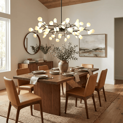 Sputnik Chandelier for Dining Room & Entryway – Mid-Century LED Starburst Ceiling Light, Modern Living Room Statement Chandelier