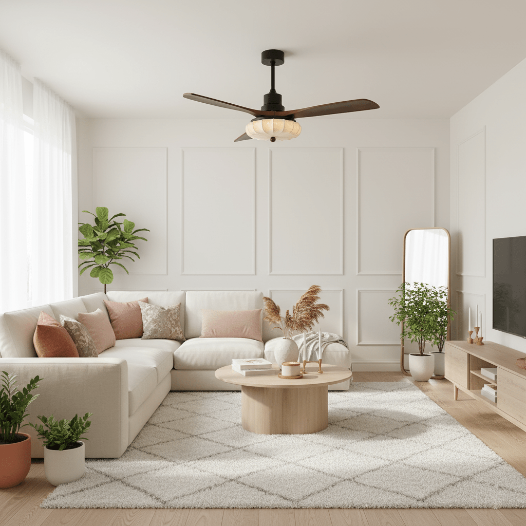 Ceiling Fan with Light and Remote for Bedroom & Living Room – Petal Blade LED Fan, Quiet Modern Dining Room Low-Profile Ceiling Fan