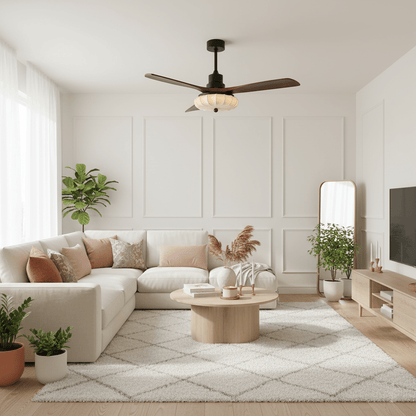 Ceiling Fan with Light and Remote for Bedroom & Living Room – Petal Blade LED Fan, Quiet Modern Dining Room Low-Profile Ceiling Fan