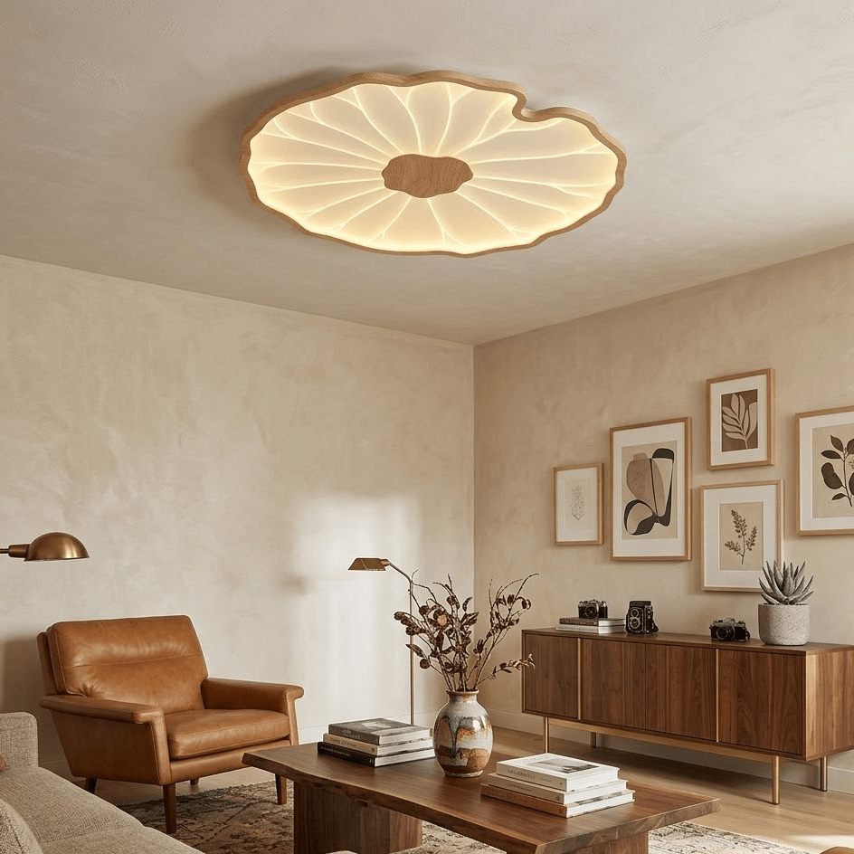 Lotus Leaf Ceiling Light for Bedroom & Living Room – Layered Sculptural LED Flush Mount, Modern Organic Dining & Entryway Fixture