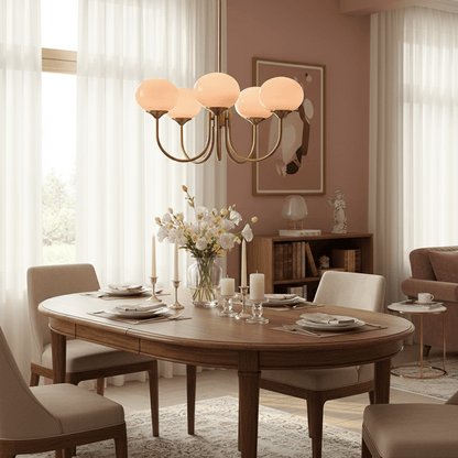 Glass Globe Chandelier for Dining Room & Living Room – Cluster Bubble LED Ceiling Light, Modern Brass Bedroom & Foyer Statement Chandelier