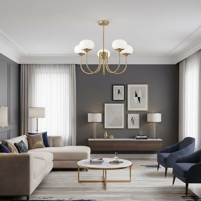 Glass Globe Chandelier for Dining Room & Living Room – Cluster Bubble LED Ceiling Light, Modern Brass Bedroom & Foyer Statement Chandelier